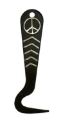Ant Brn Hoof Pick, Engraved GS Trim, Peace Sign Motif 