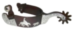 Antique Brown Mens Spurs Cutting Horse Motif 